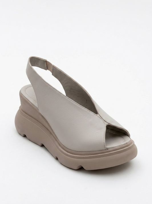 Chancla de plataforma de cuero beige Sam (Mujer)