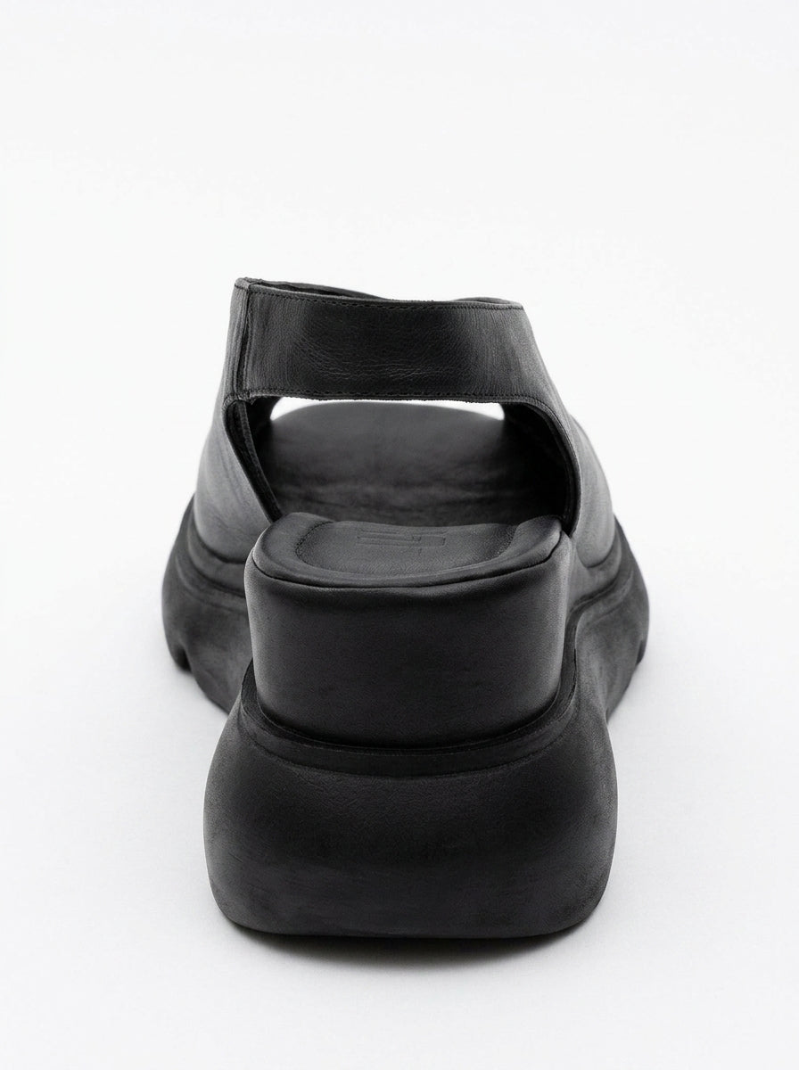 Sandalia Sam de plataforma de piel negra (mujer)