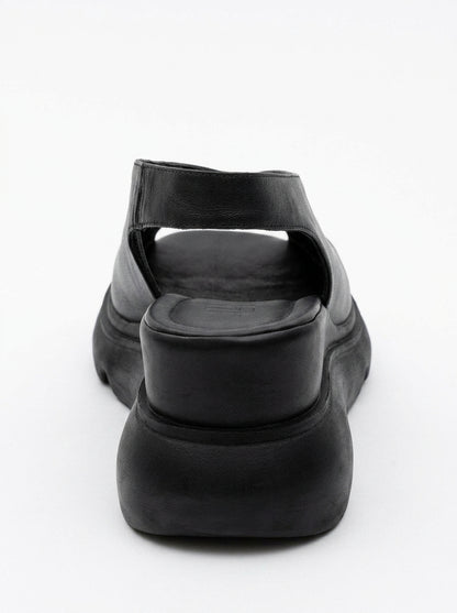 Sandalia Sam de plataforma de piel negra (mujer)