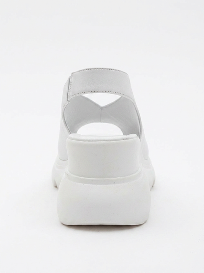 Sam - Sandalia plana de plataforma de cuero blanco (Mujer)