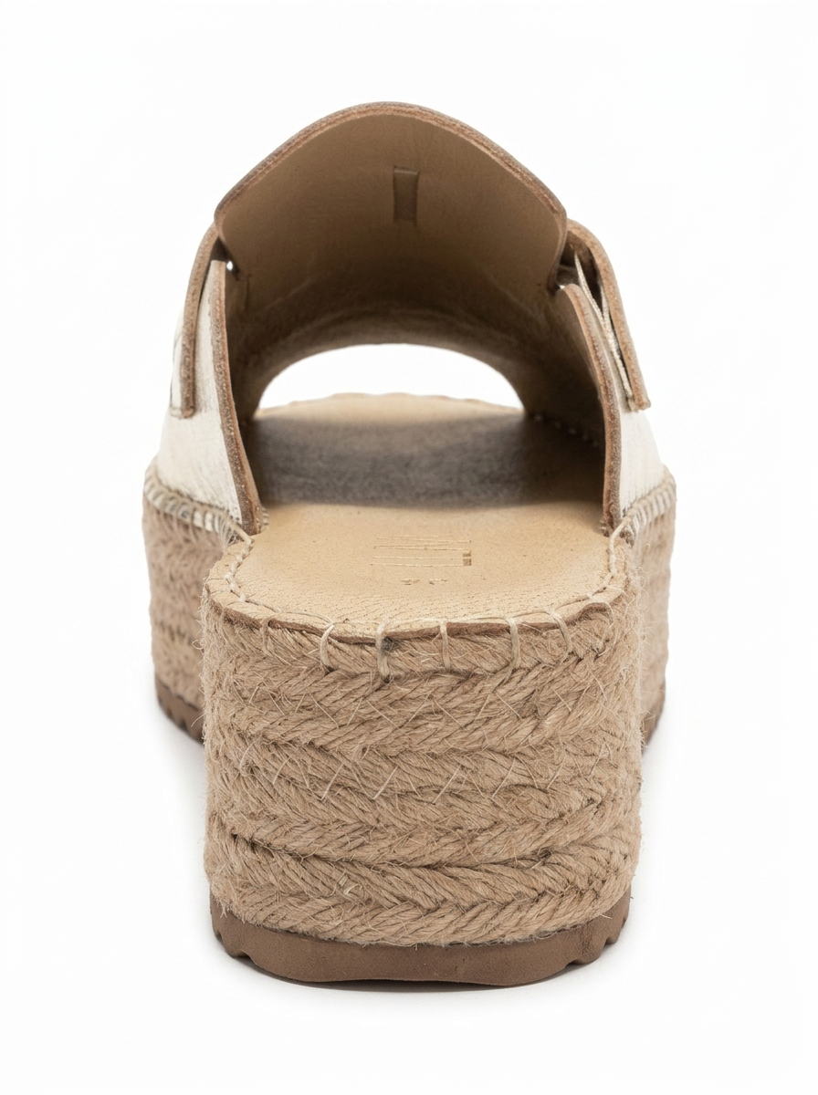 Novas - Gold Leather Platform Espadrille Mule (Women)
