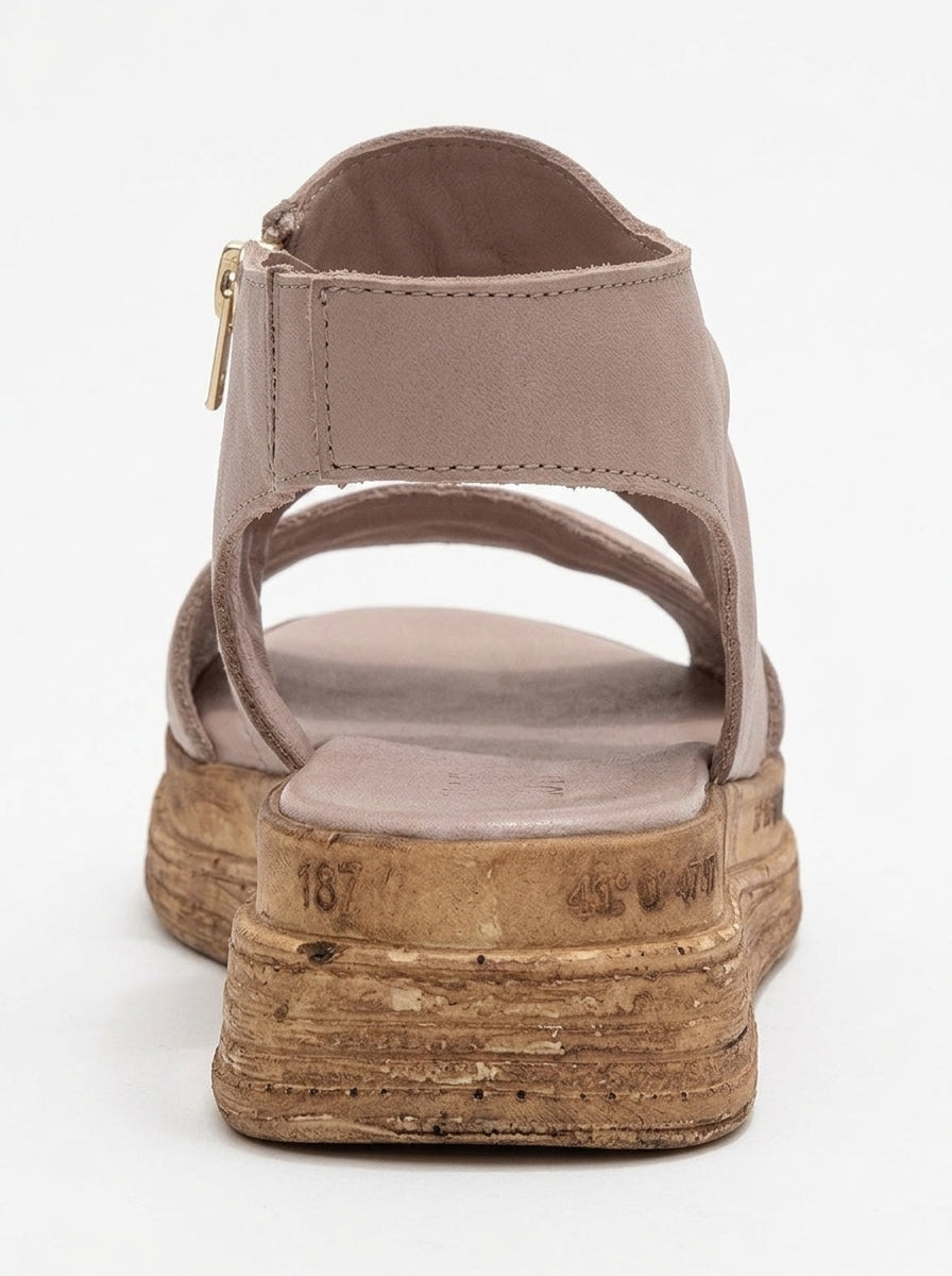 Sandalias planas Lunas Stone de cuero con cremallera lateral (Mujer)