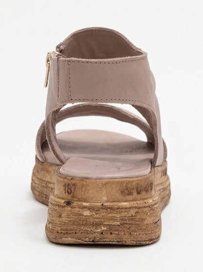 Sandalias planas Lunas Stone de cuero con cremallera lateral (Mujer)