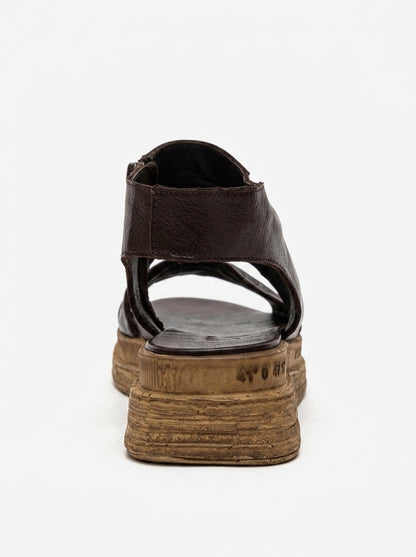 Lunas - Brown Genuine Leather Side-Zip Sandal (Women)