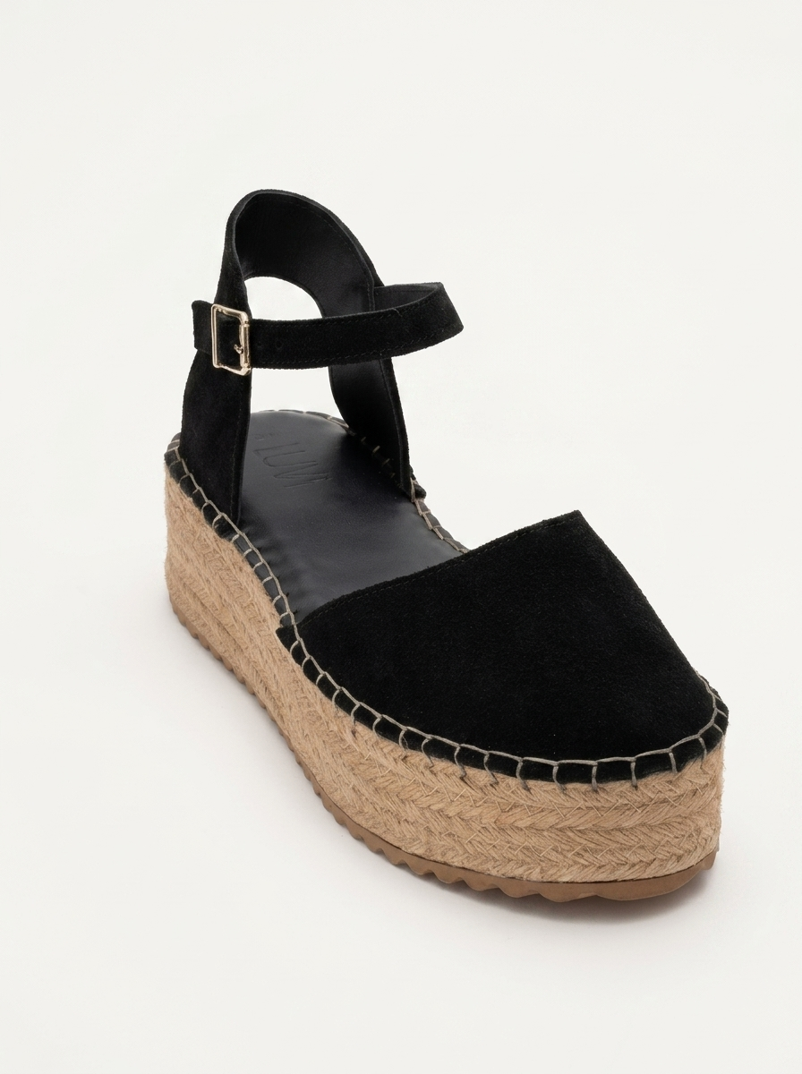 Viba - Alpargatas de cuero de ante negras (Mujer)