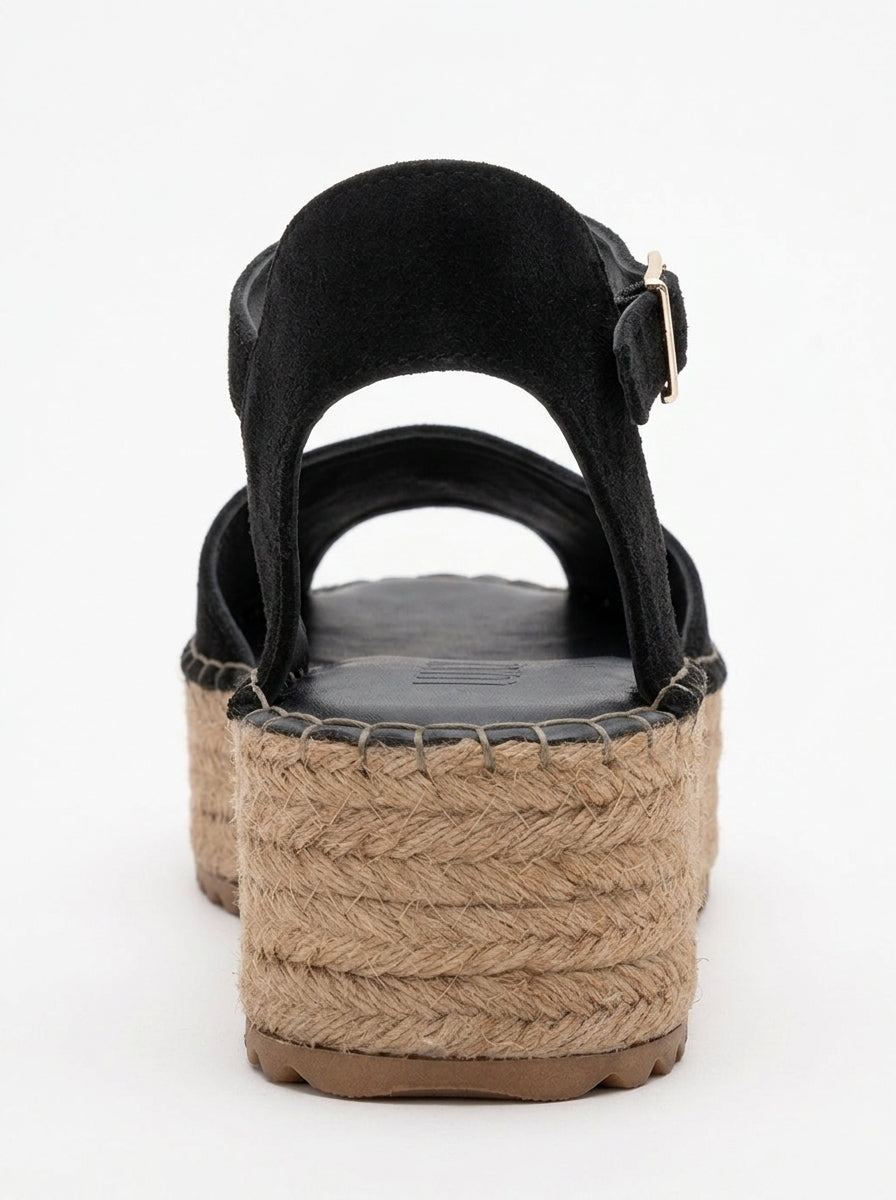 Viba - Alpargatas de cuero de ante negras (Mujer)