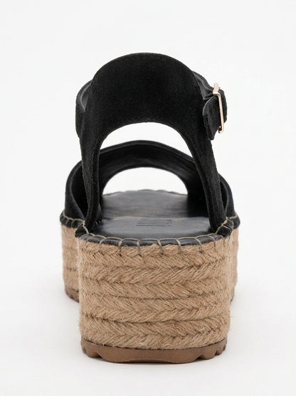 Viba - Alpargatas de cuero de ante negras (Mujer)