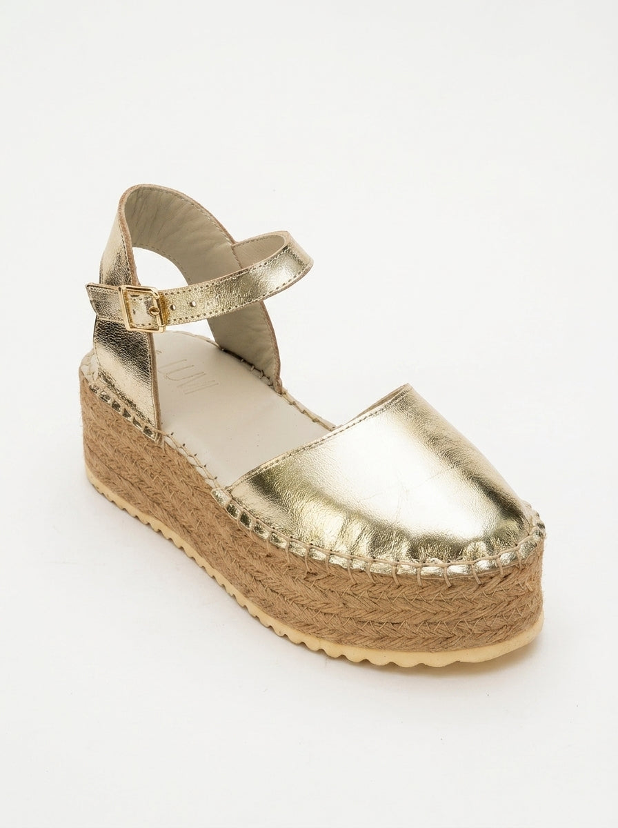 Viba - Alpargatas de cuero dorado (mujer)