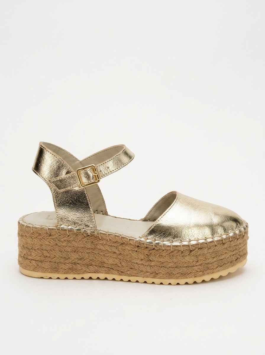 Viba - Alpargatas de cuero dorado (mujer)