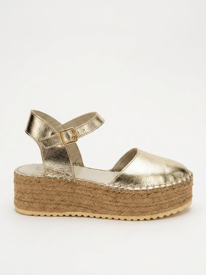 Viba - Alpargatas de cuero dorado (mujer)