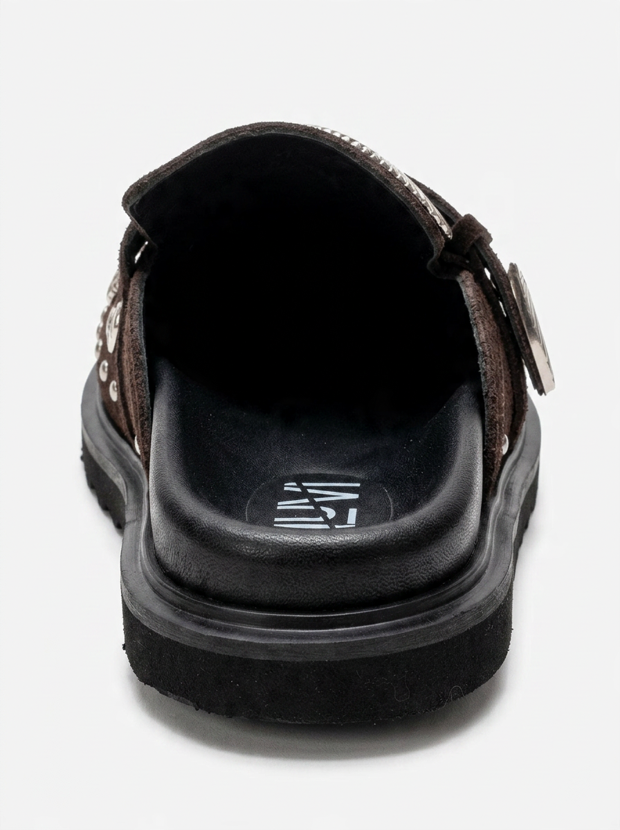 Maril - Brown Suede Leather Buckle Slide (Women)