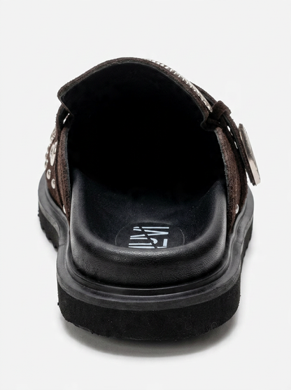 Maril - Brown Suede Leather Buckle Slide (Women)