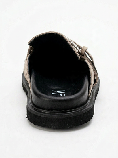Maril Beige Suede Leather Buckle Slide (Women)
