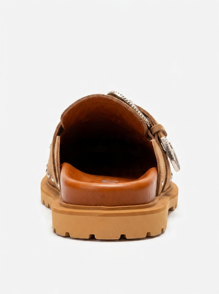Maril - Cognac Suede Leather Buckle Slide (Women)