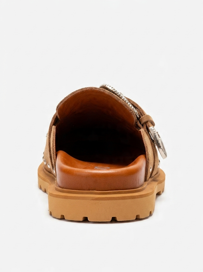 Maril - Cognac Suede Leather Buckle Slide (Women)