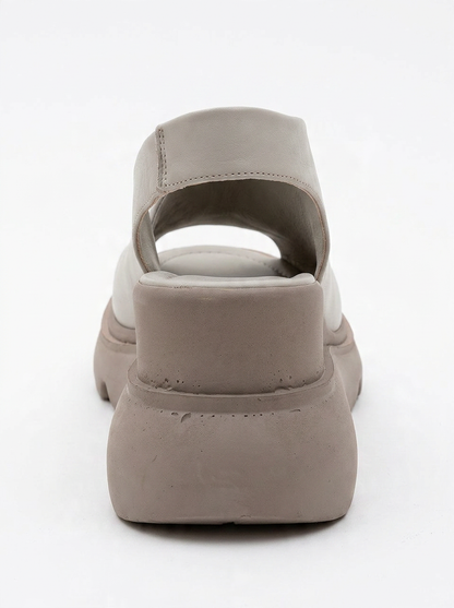 Agusto - Sandalia de plataforma de cuero beige (Mujer)