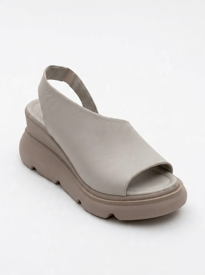 Agusto - Sandalia de plataforma de cuero beige (Mujer)