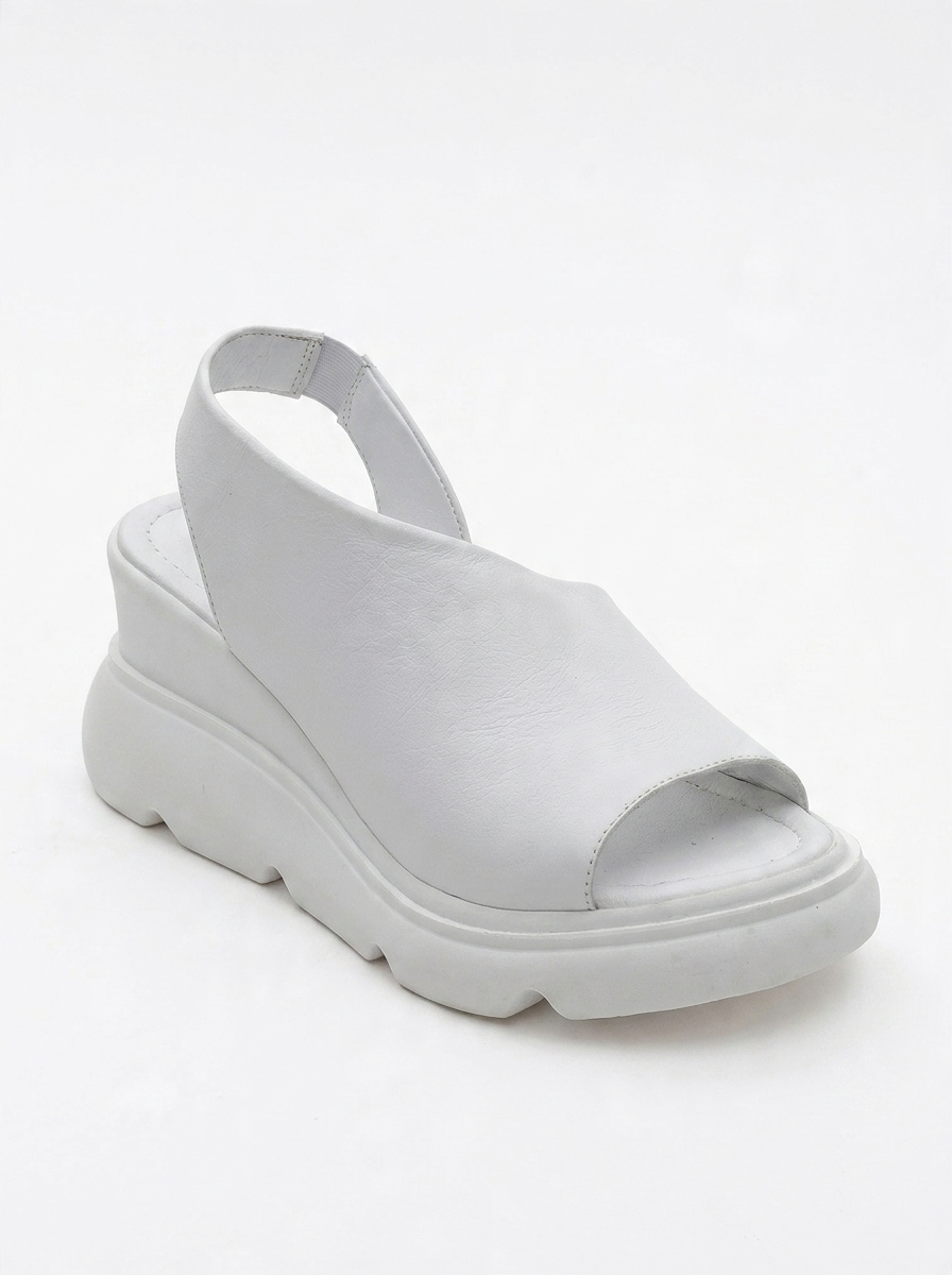 Agusto - White Leather Platform Sandal (Women)