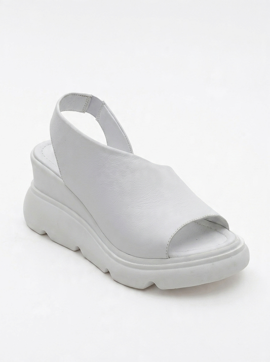 Agusto - Sandalia de plataforma de cuero blanco (Mujer)