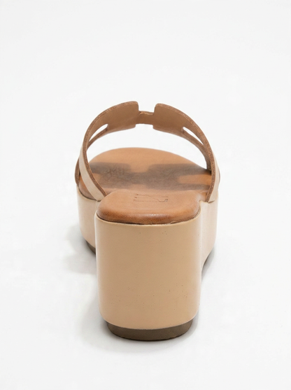 Chancla de plataforma de cuero Lia Dark Beige (mujer)