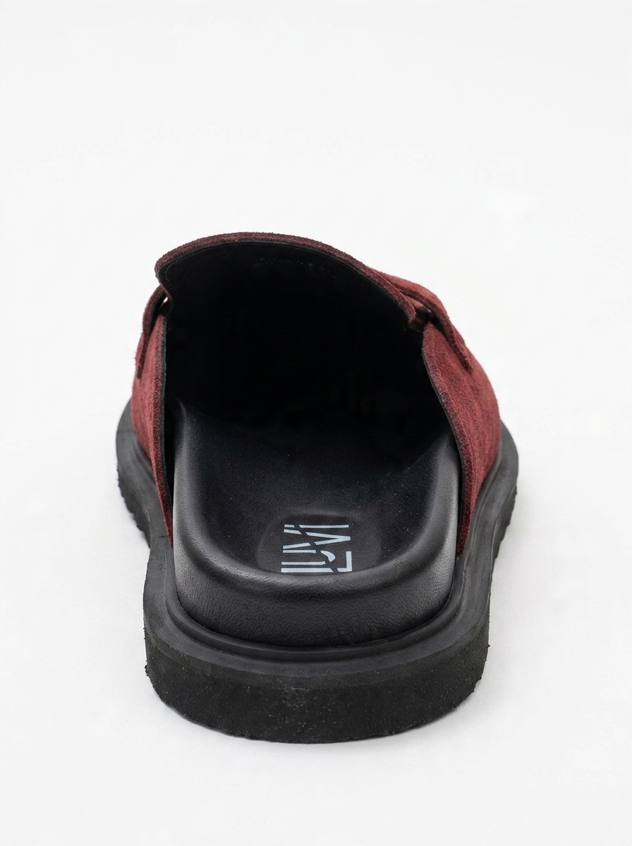 Laven - Zuecos de cuero de ante color borgoña (Mujer)