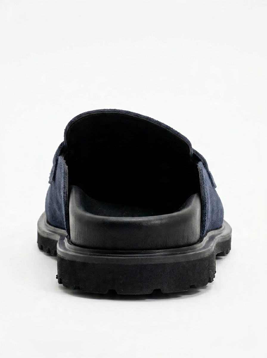 Laven - Zuecos de Cuero Gamuzado Azul Marino (Mujer)