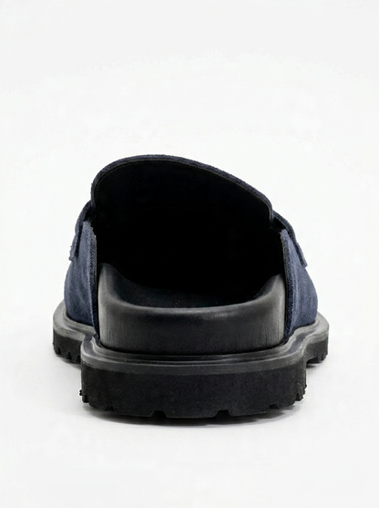 Laven - Zuecos de Cuero Gamuzado Azul Marino (Mujer)