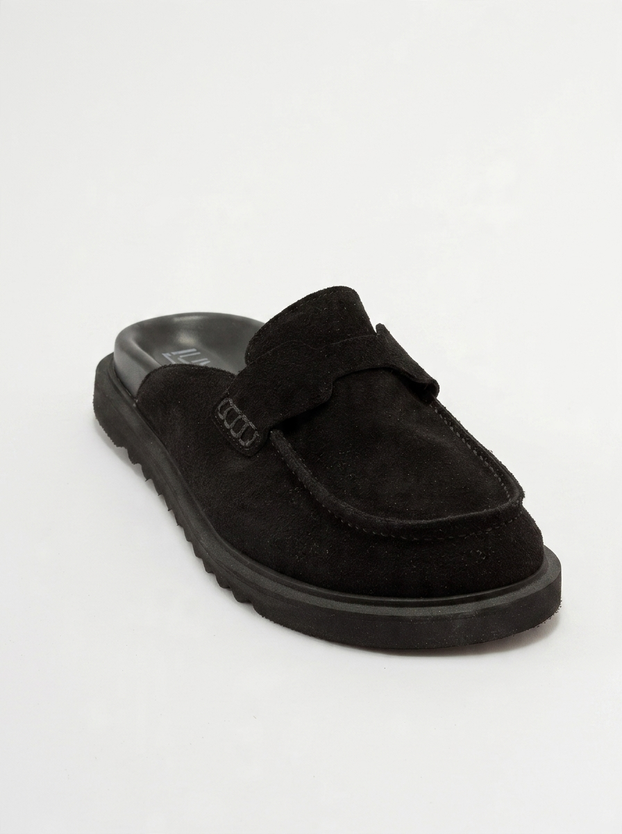 Laven - Zuecos de cuero de ante negros (Mujer)