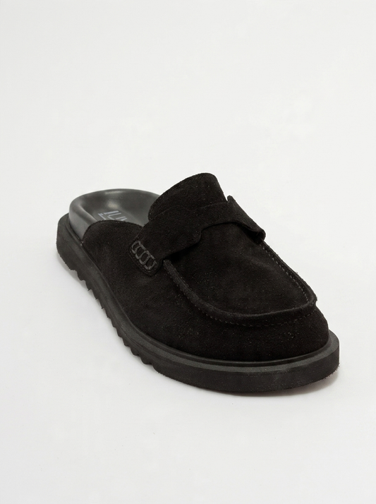 Laven - Black Suede Leather Clogs (Women)
