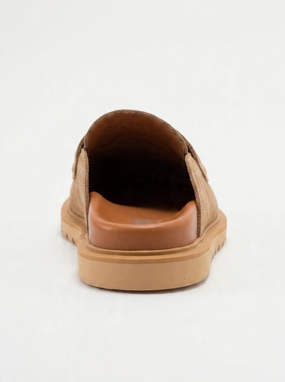 Laven - Zuecos de cuero de ante marrón coñac (mujer)