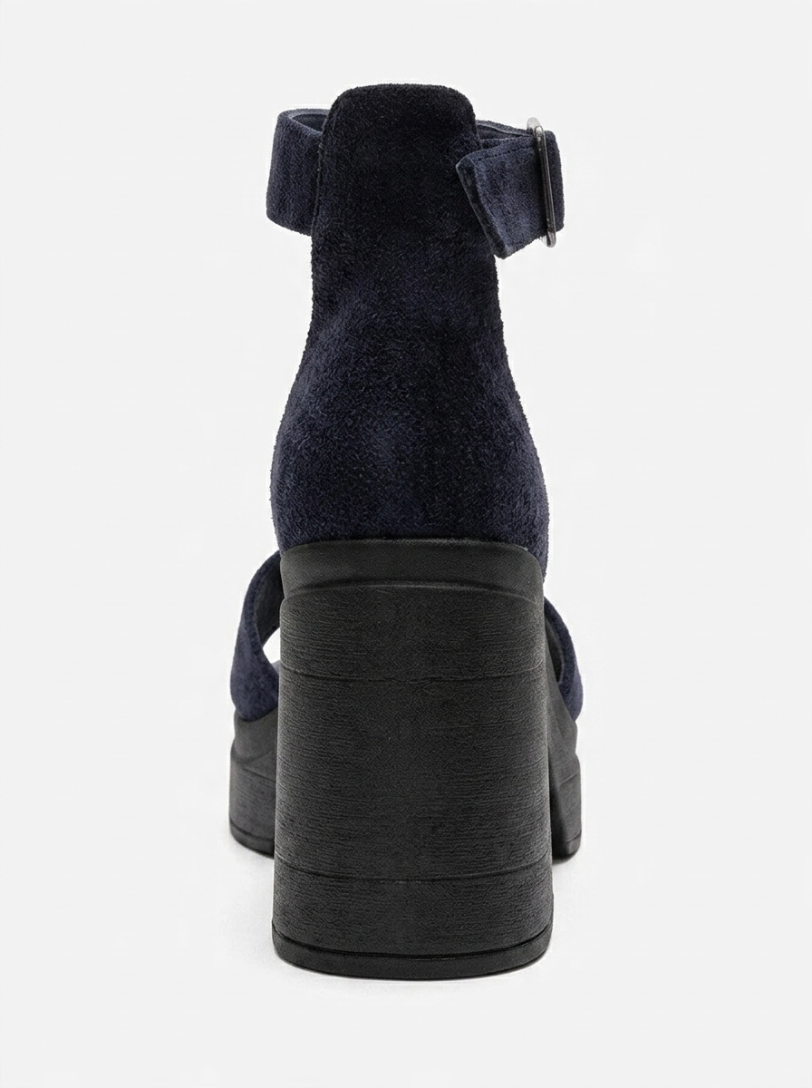 Margot - Navy Genuine Leather Platform Heel Sandal (Women)