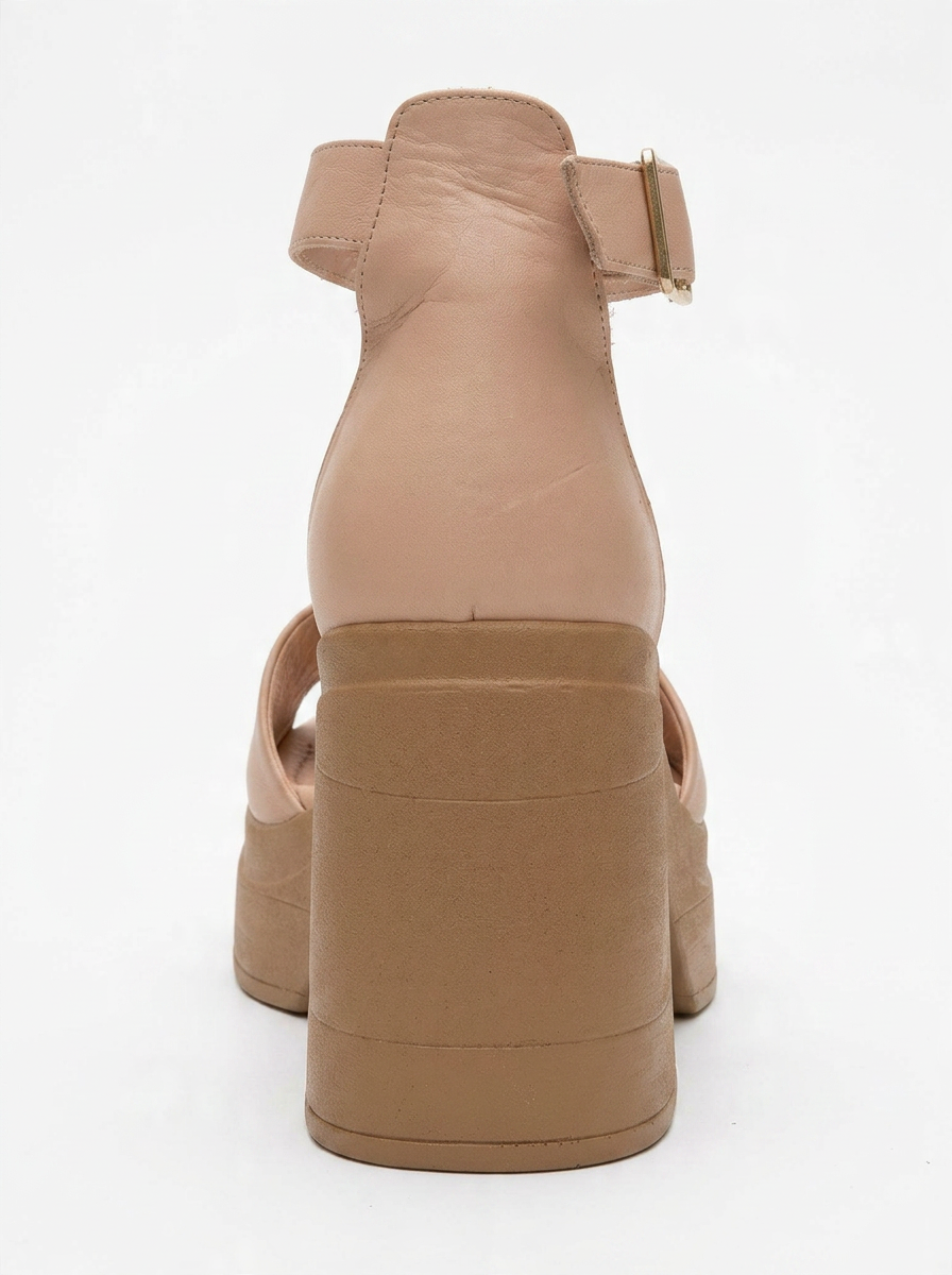 MARGOT - Sandalia de plataforma de cuero color crema beige (Mujer)