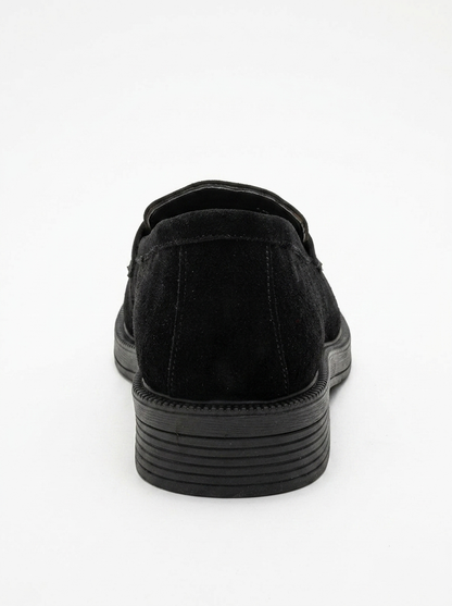 Bree - Mocasines de plataforma de cuero de ante negro (Mujer)