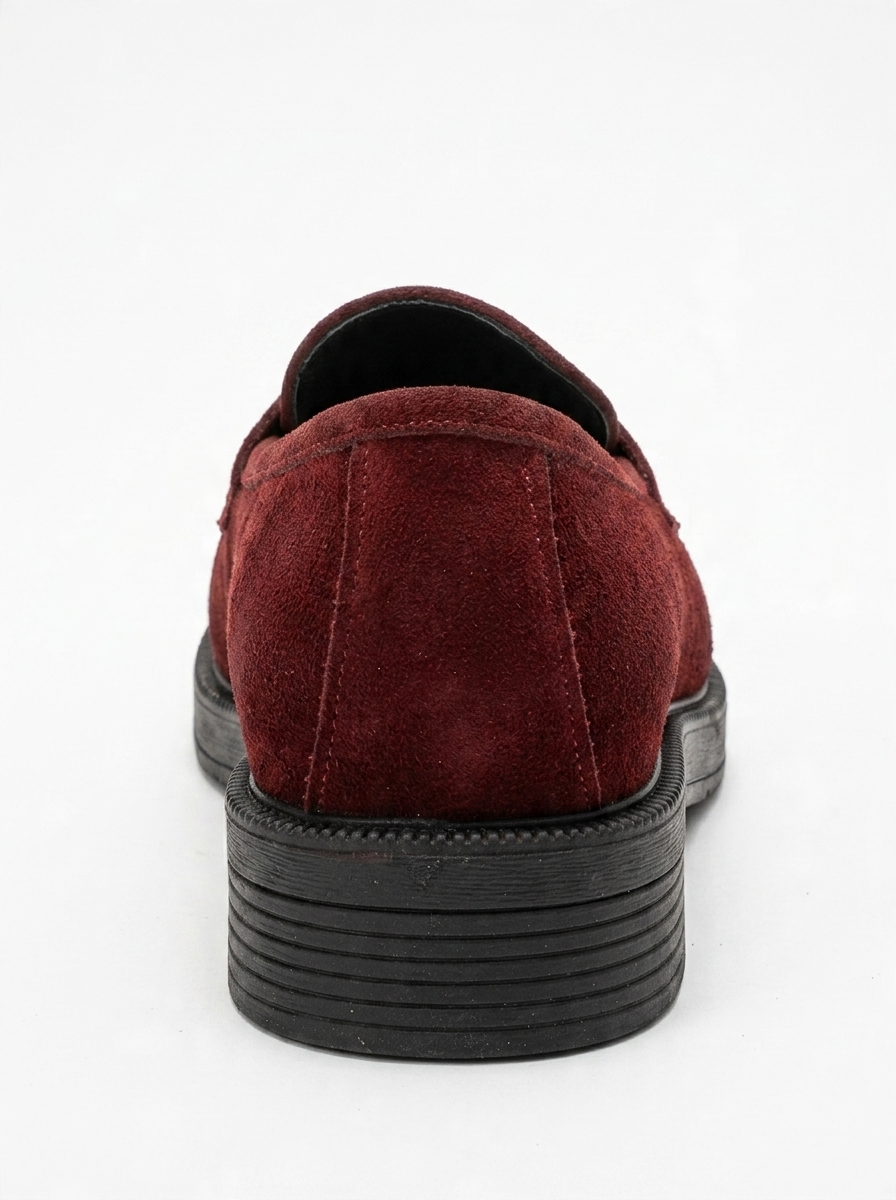 Bree - Mocasines de plataforma de cuero y gamuza color burdeos (Mujer)