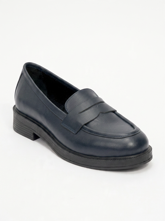 Bree - Navy Platform Leather Loafers (Women)