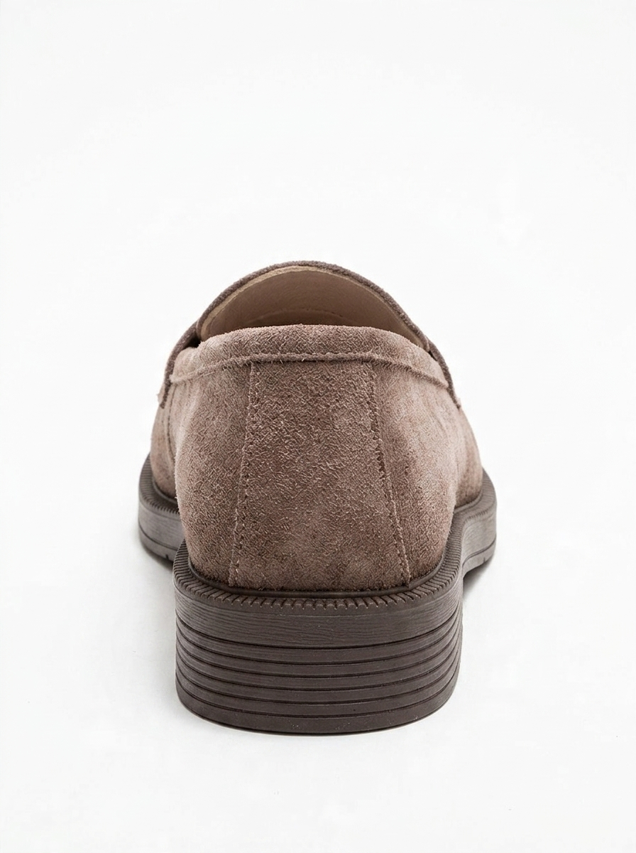 Bree - Mocasines de plataforma de cuero y gamuza color topo (mujer)