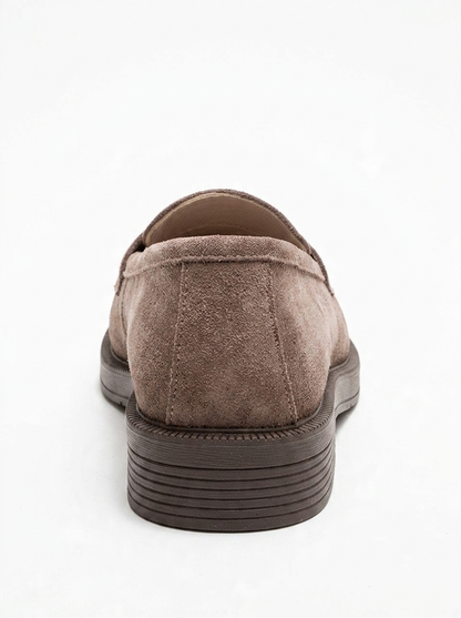 Bree - Mocasines de plataforma de cuero y gamuza color topo (mujer)