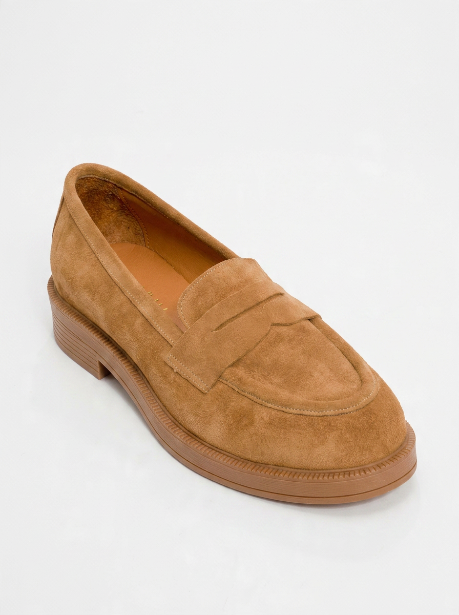 Bree - Mocasines de plataforma de cuero de ante color mostaza (Mujer)