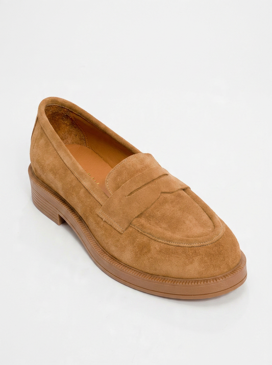 Bree - Mocasines de plataforma de cuero de ante color mostaza (Mujer)