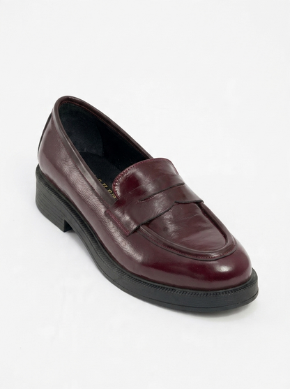 Bree - Mocasines de plataforma de charol burdeos (mujer)