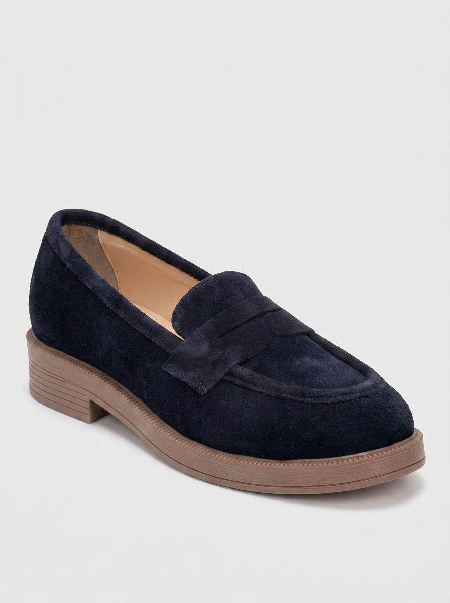 Bree - Mocasines de plataforma de ante azul marino (Mujer)