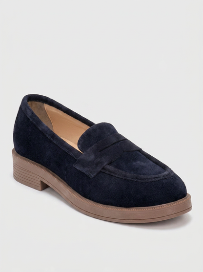 Bree - Mocasines de plataforma de ante azul marino (Mujer)