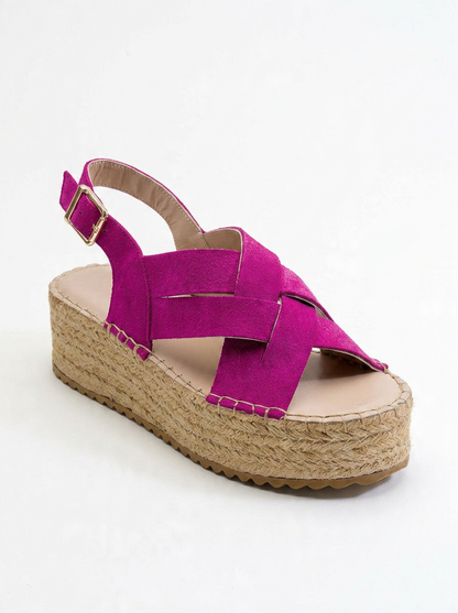 Lontano - Sandalia de Plataforma de Ante Fucsia (Mujer)