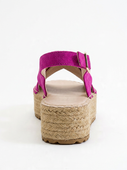 Lontano - Sandalia de Plataforma de Ante Fucsia (Mujer)
