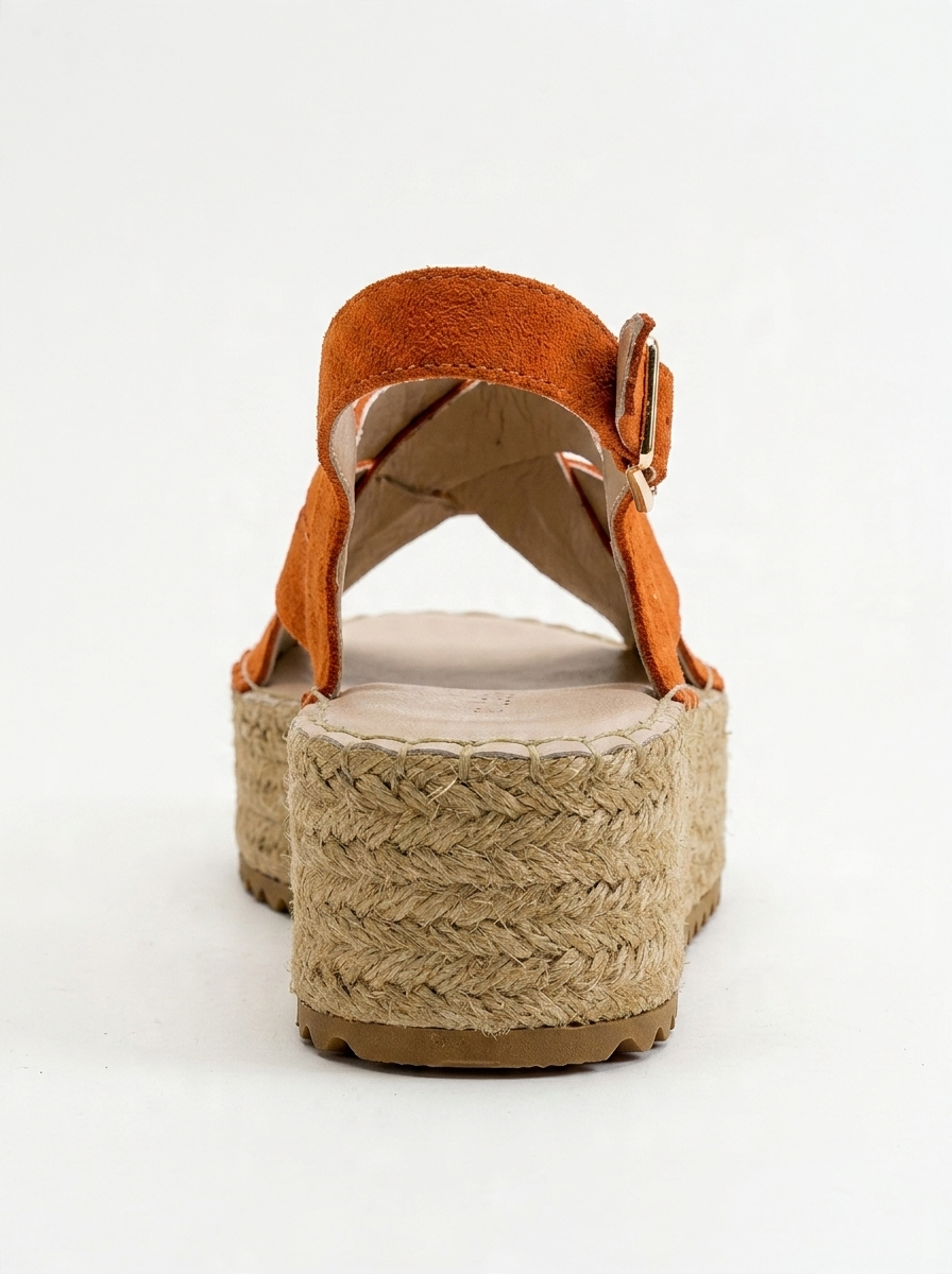 Lontano - Sandalia de plataforma de cuero de gamuza naranja (Mujer)