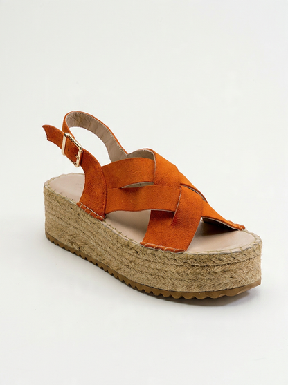 Lontano - Sandalia de plataforma de cuero de gamuza naranja (Mujer)