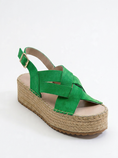 Lontano - Green Suede Leather Platform Sandal (Women)