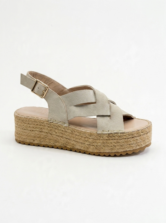Lontano - Sandalia de Plataforma de Ante Beige (Mujer)