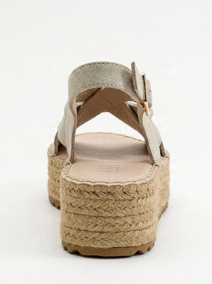 Lontano - Sandalia de Plataforma de Ante Beige (Mujer)