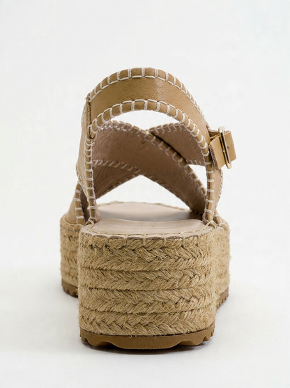 Bellezza - Sandalia de plataforma de cuero beige oscuro (Mujer)